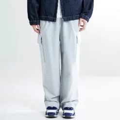 Pants-SPAO Men Cargo Wide Sweat Pants SPMTE4TC13 Black