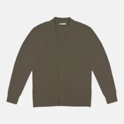 Cardigans L Sweaters-SPAO Men Long Sleeve Cardigan SPLCE38C03 Dark Khaki