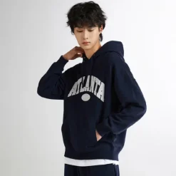 Hoodies L Pullovers-SPAO Men Long Sleeve Graphic Hoodie SPMHE11C41