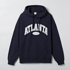 Hoodies L Pullovers-SPAO Men Long Sleeve Graphic Hoodie SPMHE11C41