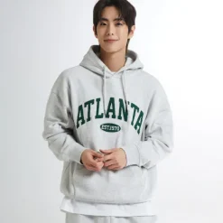 Hoodies L Pullovers-SPAO Men Long Sleeve Graphic Hoodie SPMHE11C41