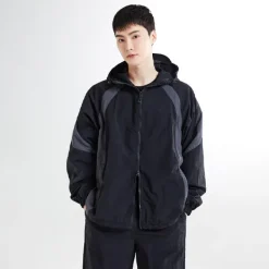 Jackets-SPAO Men Long Sleeve Hood Windbreaker SPJJE49C25 Black