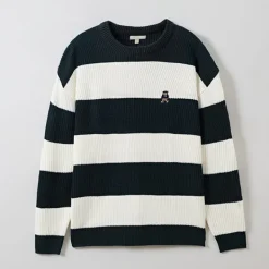 Hoodies L Pullovers-SPAO Men Long Sleeve Stripe Pullover SPKWE11C52