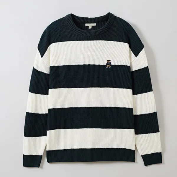 Hoodies L Pullovers-SPAO Men Long Sleeve Stripe Pullover SPKWE11C52