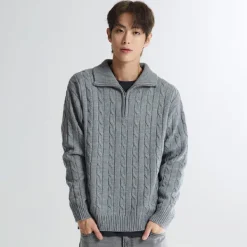 Hoodies L Pullovers-SPAO Men Long Sleeve Woodie Zip Sweater SPKWD4TC03