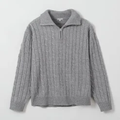 Hoodies L Pullovers-SPAO Men Long Sleeve Woodie Zip Sweater SPKWD4TC03