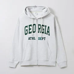 Hoodies L Pullovers-SPAO Men Long Sleeve Zip Up Hoodie SPMZE4TC41 Light Melange Grey