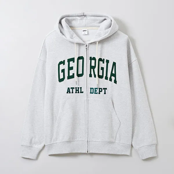 Hoodies L Pullovers-SPAO Men Long Sleeve Zip Up Hoodie SPMZE4TC41 Light Melange Grey