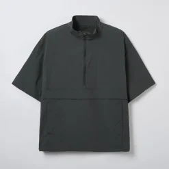 Jackets-SPAO Men Short Sleeve Anorak Jacket SPJJE25C22 Dark Grey