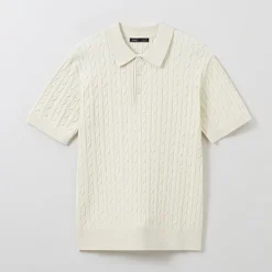 Hoodies L Pullovers-SPAO Men Short Sleeve Collar Pullover SPKWE25C04 Ivory
