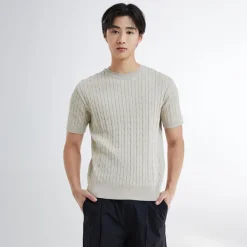 Hoodies L Pullovers-SPAO Men Short Sleeve Pullover SPKWE25C03 Light Beige