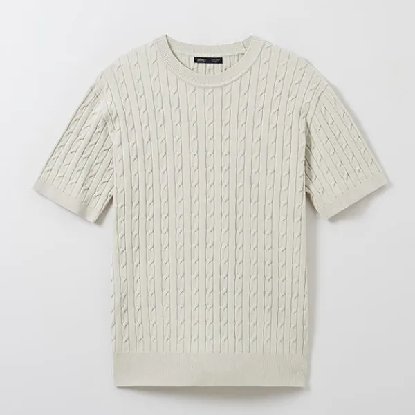 Hoodies L Pullovers-SPAO Men Short Sleeve Pullover SPKWE25C03 Light Beige