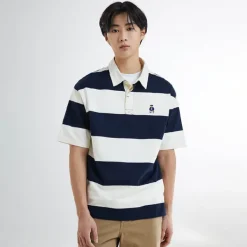 T-Shirt-SPAO Men Short Sleeve Stripe Polo SPHWE24C44 Navy