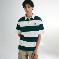 T-Shirt-SPAO Men Short Sleeve Stripe Polo SPHWE24C44 Hunter