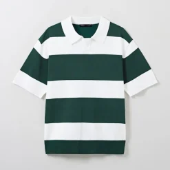 Hoodies L Pullovers-SPAO Men Short Sleeve Stripe Pullover SPKWE25C08 Hunter