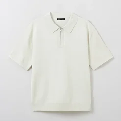 Hoodies L Pullovers-SPAO Men Short Sleeve Zip Up Pullover SPKWE24C06 Ivory