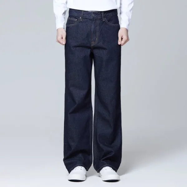 Denim Pants-SPAO MEN Wide Denim Pants SPTJE23C51 Navy
