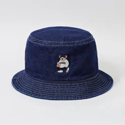 Accessories-SPAO Unisex Woodie Bucket Hat SPACE24A52 Dark Indigo