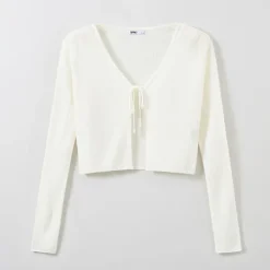 Cardigans L Sweaters-SPAO Women Long Sleeve Bolero Cardigan SPCKE26G11 Ivory