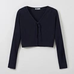 Cardigans L Sweaters-SPAO Women Long Sleeve Bolero Cardigan SPCKE26G11 Navy