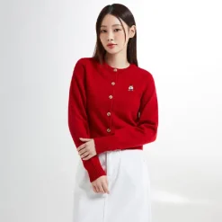 Cardigans L Sweaters-SPAO Women Long Sleeve Crop Cardigan SPCKE49G40 Red