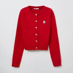Cardigans L Sweaters-SPAO Women Long Sleeve Crop Cardigan SPCKE49G40 Red