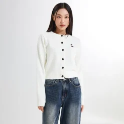 Cardigans L Sweaters-SPAO Women Long Sleeve Crop Cardigan SPCKE49G40 Ivory