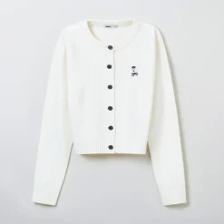 Cardigans L Sweaters-SPAO Women Long Sleeve Crop Cardigan SPCKE49G40 Ivory