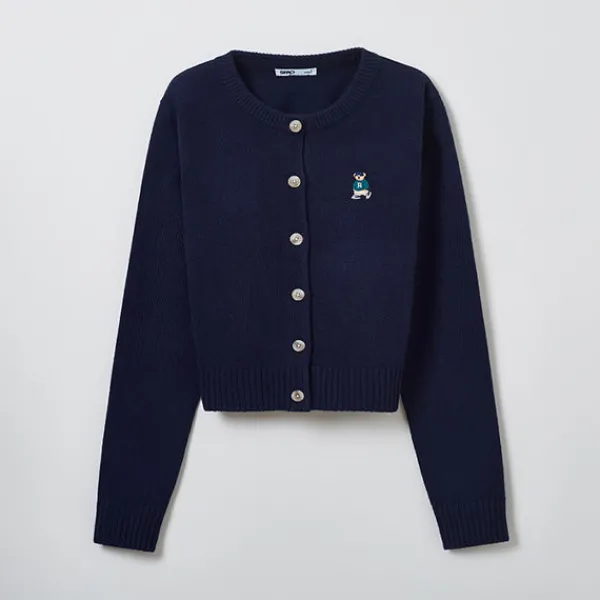 Cardigans L Sweaters-SPAO Women Long Sleeve Crop Cardigan SPCKE49G40 Navy