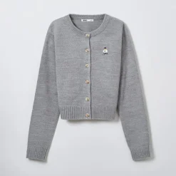 Cardigans L Sweaters-SPAO Women Long Sleeve Crop Cardigan SPCKE49G40 Charcoal