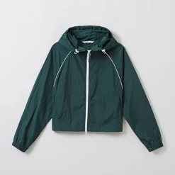 Jackets-SPAO Women Long Sleeve Crop Windbreaker SPJJE37G01 Hunter