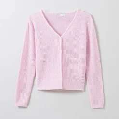 Cardigans L Sweaters-SPAO Women Long Sleeve Hacci Cardigan SPCKE26G10 Pink