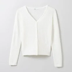 Cardigans L Sweaters-SPAO Women Long Sleeve Hacci Cardigan SPCKE26G10 Ivory