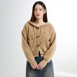 Cardigans L Sweaters-SPAO Women Long Sleeve Hood Cardigan SPCKE49G41 Beige