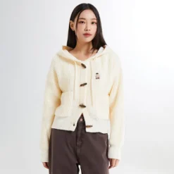 Cardigans L Sweaters-SPAO Women Long Sleeve Hood Cardigan SPCKE49G41 Ivory