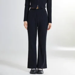 Pants-SPAO Women Semi Boot Cut Pants SPMTE37G02 Black