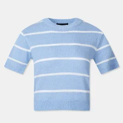 T-Shirt-SPAO Women Short Sleeve Crop Sweater SPKWD25W04