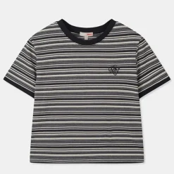 T-Shirt-SPAO Women Short Sleeve Crop Stripe Tee SPRSD37G02