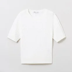 Hoodies L Pullovers-SPAO Women Short Sleeve Pullover SPKWE25G06 Ivory